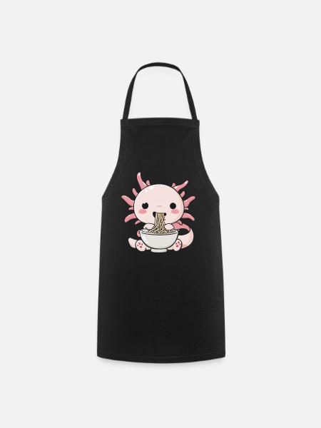 Axolotl liebt Ramen Bowl Kawaii Anime - Kochschürze - Schwarz