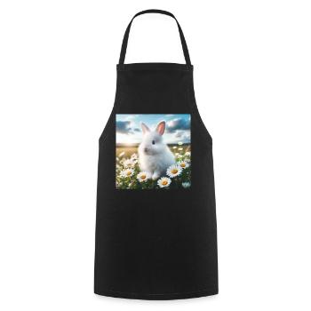 Adorable White Bunny - Cooking Apron - black - Front - AI Model Male 185 dark (185cm)