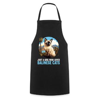 Balinese Cat Balinesenkatze - Cooking Apron - black - Front - AI Model Male 185 dark (185cm)