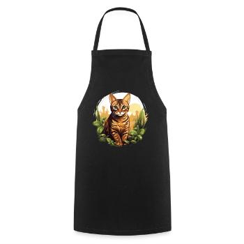Bengal Cat Bengalkatze - Kochschürze - Schwarz - Vorne - AI Model Male 185 dark (185cm)