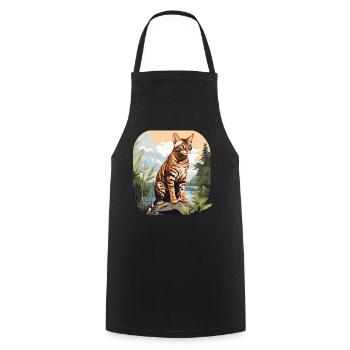Bengal Cat Bengalkatze - Cooking Apron - black - Front - AI Model Male 185 dark (185cm)