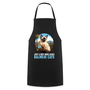Balinese Cat Balinesenkatze - Cooking Apron - black - Front - AI Model Male 185 dark (185cm)