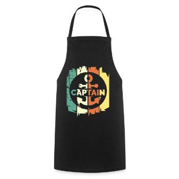 Rétro capitaine ancre logo vintage mer mer navire - Tablier de cuisine - noir - Devant - AI Model Male 185 dark (185cm)