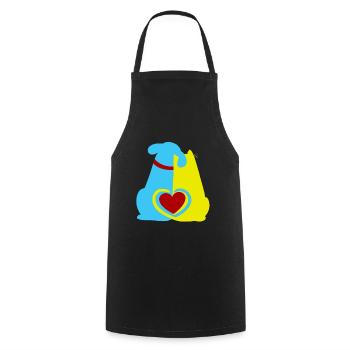 Ami des animaux, bien-être animal, animaux de compagnie, coeur, chien, chat - Tablier de cuisine - noir - Devant - AI Model Male 185 dark (185cm)