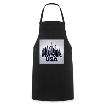 New York City Skyline - Kochschürze - Schwarz - Vorne - AI Model Male 185 dark (185cm)