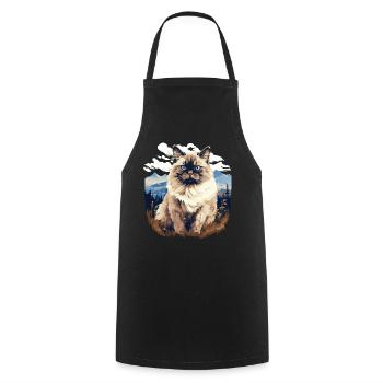 Birman Cat Birma Katze - Kochschürze - Schwarz - Vorne - AI Model Male 185 dark (185cm)