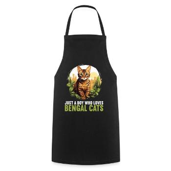 Bengal Cat Bengalkatze - Cooking Apron - black - Front - AI Model Male 185 dark (185cm)