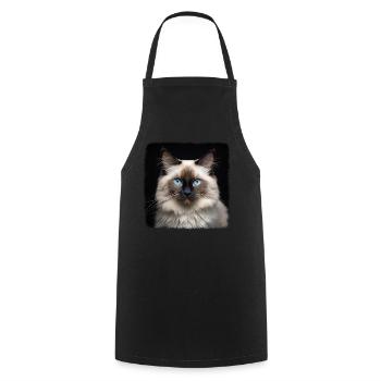 Birman Cat Birma Katze - Kochschürze - Schwarz - Vorne - AI Model Male 185 dark (185cm)