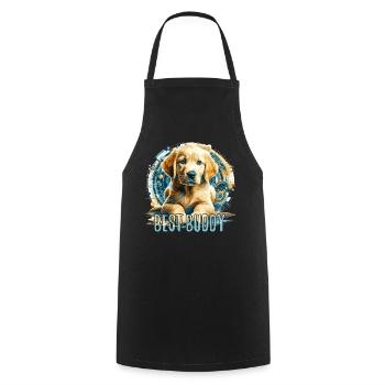 Golden Retriever Welpe süß Familienhund Geschenk - Kochschürze - Schwarz - Vorne - AI Model Male 185 dark (185cm)