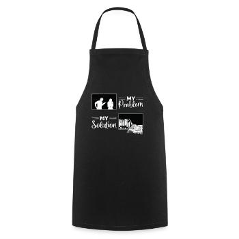 Librarian My Problem My Solution Pictogram Mom Dad - Cooking Apron - black - Front - AI Model Male 185 dark (185cm)