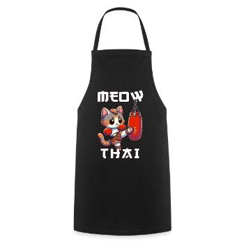 Muay Thai Boxing, Thai Boxing Kickboxen Meow Thai - Kochschürze - Schwarz - Vorne - AI Model Male 185 dark (185cm)