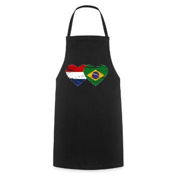 Holland Brazil Flag Heart Used - Cooking Apron - black - Front - AI Model Male 185 dark (185cm)