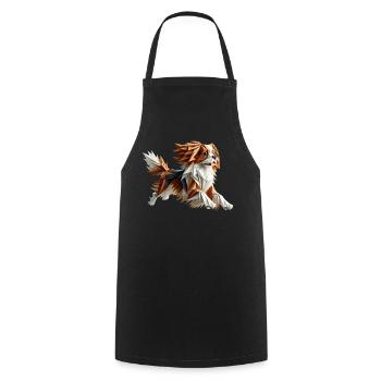 chien cavalier king charles origami géométrique 3d - Tablier de cuisine - noir - Devant - AI Model Male 185 dark (185cm)