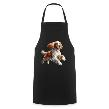 chien cocker qui court origami géométrique 3d - Tablier de cuisine - noir - Devant - AI Model Male 185 dark (185cm)