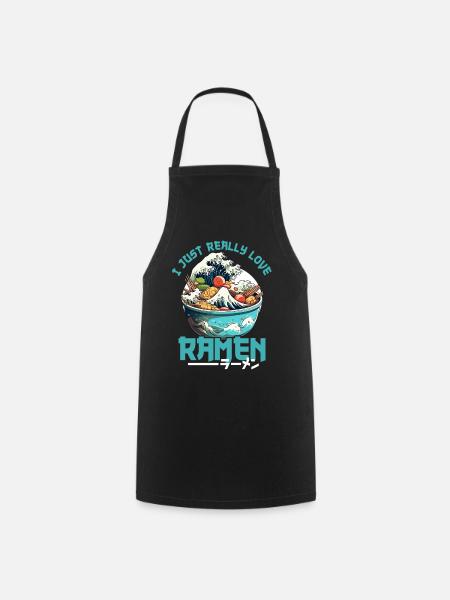 Kanagawa Wave Ramen Bowl Kawaii Japonais - Tablier de cuisine - noir