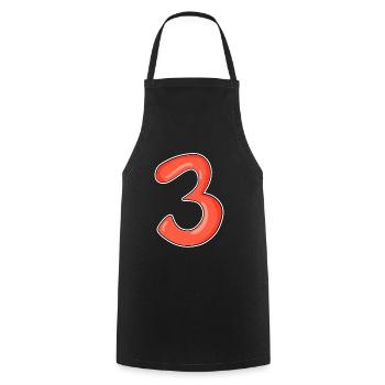 Drei - 3 - Nummer 3 - Zahl 3 - Kochschürze - Schwarz - Vorne - AI Model Male 185 dark (185cm)