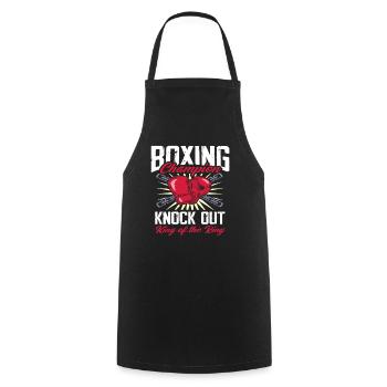 Boxe, Arts martiaux, Gant de boxe, Boxeur - Tablier de cuisine - noir - Devant - AI Model Male 185 dark (185cm)