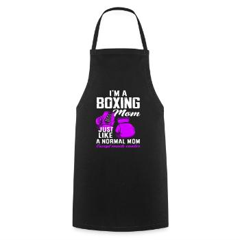 Boxe maman maman cadeau - Tablier de cuisine - noir - Devant - AI Model Male 185 dark (185cm)