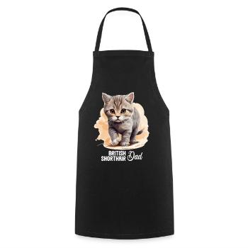 Cat Cats British Shorthair British Shorthair - Cooking Apron - black - Front - AI Model Male 185 dark (185cm)