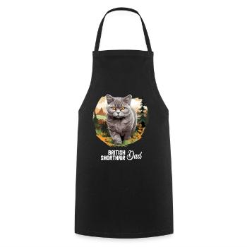 Cat Cats British Shorthair British Shorthair - Cooking Apron - black - Front - AI Model Male 185 dark (185cm)