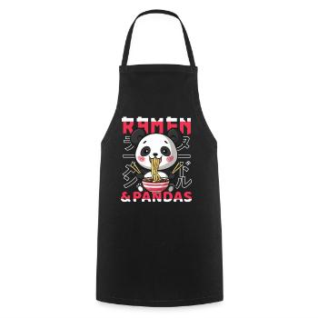 Panda Loves Ramen Bowl Kawaii Anime - Tablier de cuisine - noir - Devant - AI Model Male 185 dark (185cm)