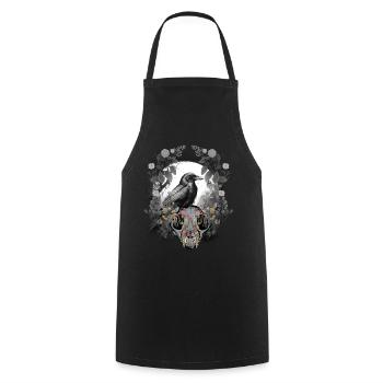 Tier Schädel Krähe Rabe Vogel Halloween Vintage - Kochschürze - Schwarz - Vorne - AI Model Male 185 dark (185cm)