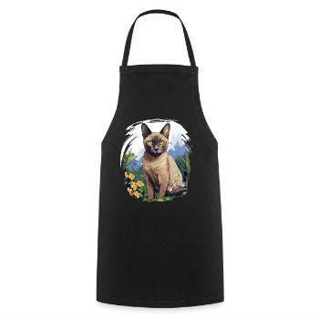 Burmese Cat Burma Katze - Cooking Apron - black - Front - AI Model Male 185 dark (185cm)