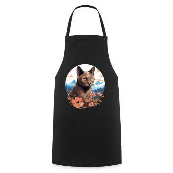 Burmese Cat Burma Katze - Cooking Apron - black - Front - AI Model Male 185 dark (185cm)