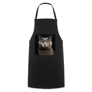 Cat Cats British Shorthair British Shorthair - Cooking Apron - black - Front - AI Model Male 185 dark (185cm)