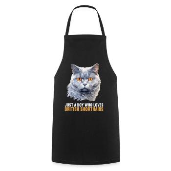 Cat Cats British Shorthair British Shorthair - Cooking Apron - black - Front - AI Model Male 185 dark (185cm)