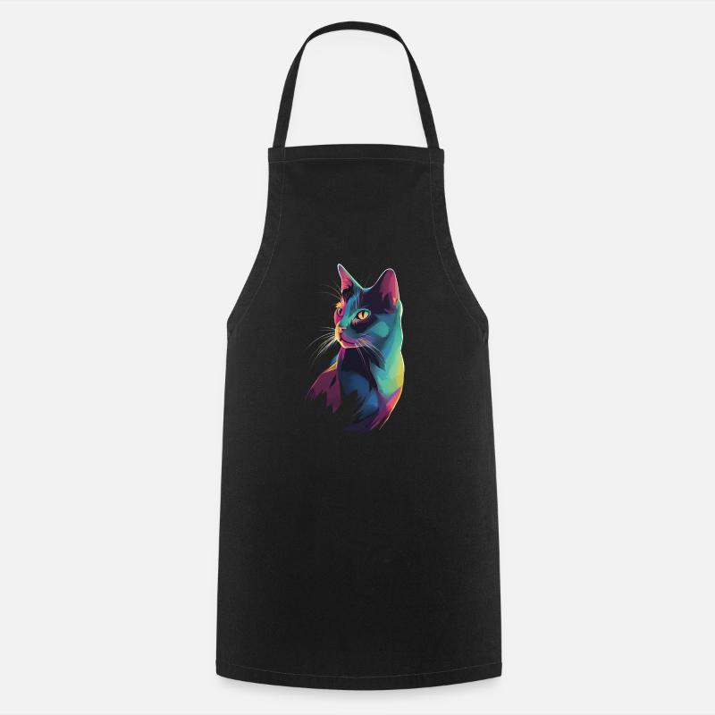 Illustration de Chat stylisé - Tablier de cuisine - noir