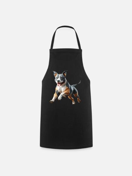 Staffy origami 3d geometric dog - Cooking Apron - black