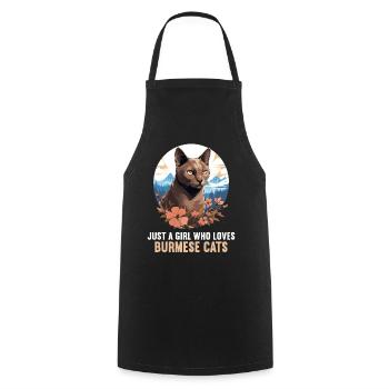 Burmese Cat Burma Katze - Cooking Apron - black - Front - AI Model Male 185 dark (185cm)