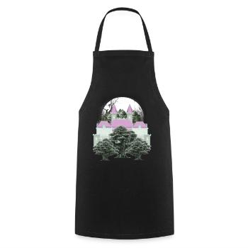 Château Vintage Château Fesutung Médiéval des années 80 - Tablier de cuisine - noir - Devant - AI Model Male 185 dark (185cm)
