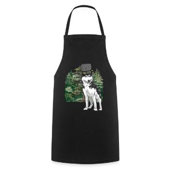 Husky Dogs Dog Forest Wilderness Fantasy Wolf - Cooking Apron - black - Front - AI Model Male 185 dark (185cm)