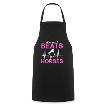 Mijn hart klopt voor paarden - Keukenschort - zwart - Voor - AI Model Male 185 dark (185cm)