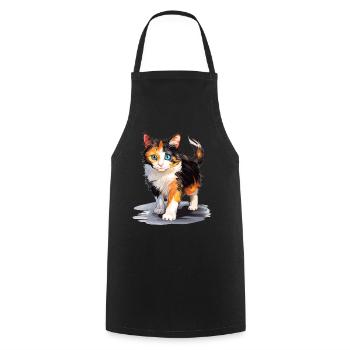 Chat calicot Chat porte-bonheur - Tablier de cuisine - noir - Devant - AI Model Male 185 dark (185cm)