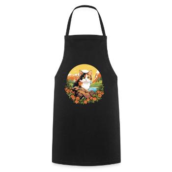 Chat calicot Chat porte-bonheur - Tablier de cuisine - noir - Devant - AI Model Male 185 dark (185cm)