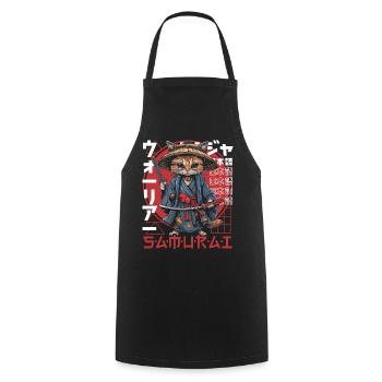 Samurai Cat Kawaii Japanese Ninja Cat - Cooking Apron - black - Front - AI Model Male 185 dark (185cm)