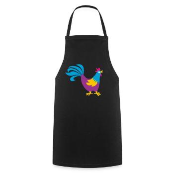 coq coq coloré animaux de la ferme animaux de Pâques - Tablier de cuisine - noir - Devant - AI Model Male 185 dark (185cm)