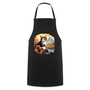 Chat calicot Chat porte-bonheur - Tablier de cuisine - noir - Devant - AI Model Male 185 dark (185cm)