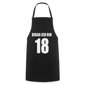 Digga ich bin 18 - Kochschürze - Schwarz - Vorne - AI Model Male 185 dark (185cm)