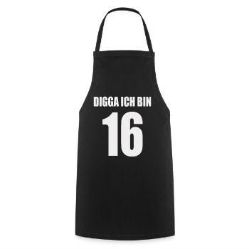 Digga I'm 16 - Cooking Apron - black - Front - AI Model Male 185 dark (185cm)