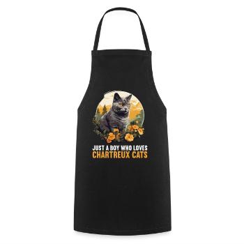 Chartreux Cat Carthusian Cat - Cooking Apron - black - Front - AI Model Male 185 dark (185cm)