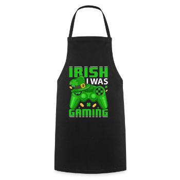 Irlandais J’étais Gaming Drôle St Patricks Day Gamer - Tablier de cuisine - noir - Devant - AI Model Male 185 dark (185cm)