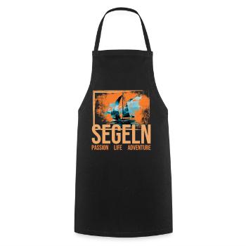 Passion - Life - Adventure - Segeln - Kochschürze - Schwarz - Vorne - AI Model Male 185 dark (185cm)