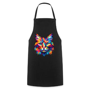Mosaic Poly Art Crystal Kitten Lover Colorful - Cooking Apron - black - Front - AI Model Male 185 dark (185cm)