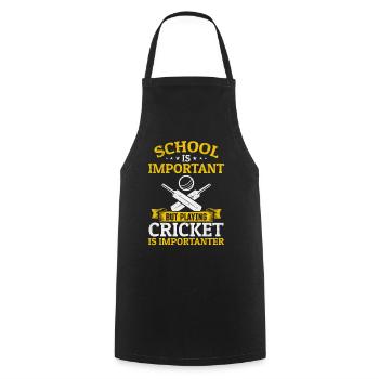 School is important but playing Cricket is importa - Cooking Apron - black - Front - AI Model Male 185 dark (185cm)