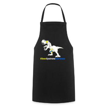 Sensibilisation au syndrome de Down Dinosaure bleu et jaune - Tablier de cuisine - noir - Devant - AI Model Male 185 dark (185cm)