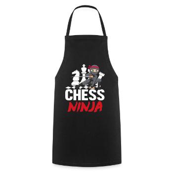Chess Ninja Funny Board Games Men Women Chess - Cooking Apron - black - Front - AI Model Male 185 dark (185cm)